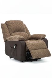 More4Homes Postana Dual Motor Electric Rise Recliner Jumbo Cord Fabric Chair in Brown - thumbnail 3
