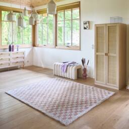 sweeek Old Pink & Cream Checkerboard Interior Rug - Size: 160 cm x 230 cm - thumbnail 1