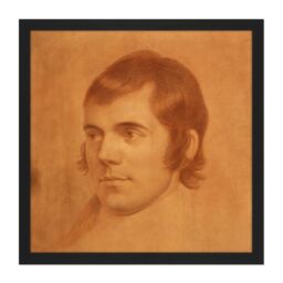 "Artery8 Wall Art Print Skirving Portrait Scottish Poet Robert Burns Drawing Square Framed Picture 16X16 Inch in Black - Size: W16"" x H16""" - thumbnail 1