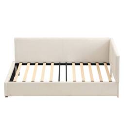STILVORA 3ft Single Upholstered Bed with Side Rails & Headboards in Beige - thumbnail 5