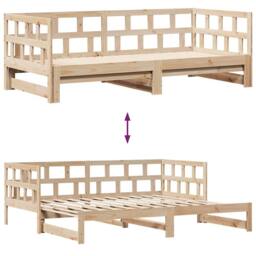 Berkfield Home Versatile Daybed with Trundle & Drawers without Mattress 80x200 cm in Light Tan - thumbnail 8