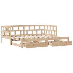 Berkfield Home Versatile Daybed with Trundle & Drawers without Mattress 80x200 cm in Light Tan - thumbnail 5