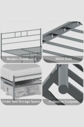 Home Discount Vida Designs Dorset Metal Single Double King Bed Frame Bedroom Furniture in Silver - thumbnail 5