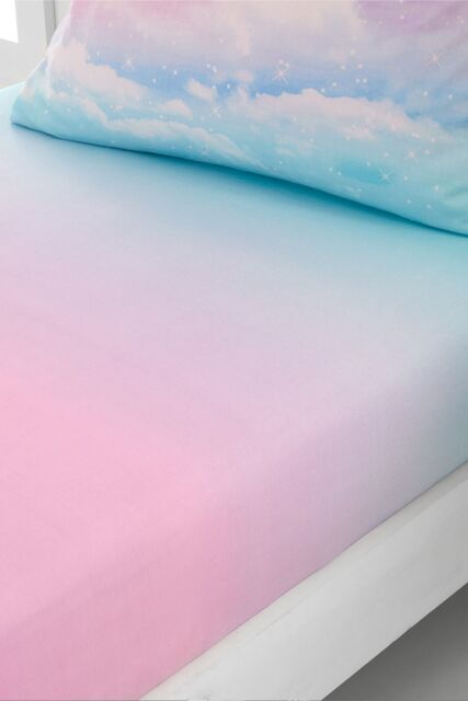 Catherine Lansfield 'Ombre Rainbow Clouds' Fitted Sheet in Pink - Size: Single Fitted - image 1