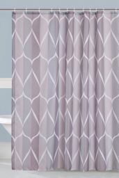 Neel Blue Lattice Grey Polyester Shower Curtain, Water-Resistant Bathroom Curtain With 12 Hooks - 180x200cm - Size: 180x200 cm
