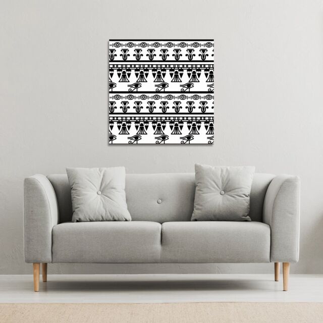 Benjamin Tate Design Egyptian Eye Of Horus Heiroglyphs (Canvas Print) / 46 x 46 x 4cm in Natural - Size: 46 x 46 x 4 cm - image 1