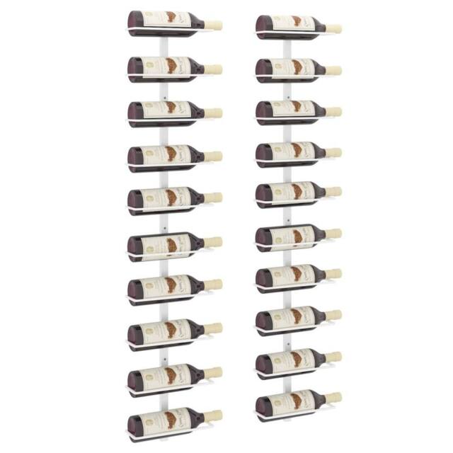 Berkfield Home Wall-mounted Wine Rack for 10 Bottles 2 pcs White Metal - image 1