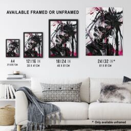 "Artery8 Cybergoth Woman Portrait Modern Cyberpunk Framed Art Print in Black - Size: W12"" x H16""" - thumbnail 3