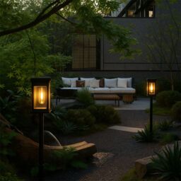 Bright Zeal 2 Pcs Solar Pathway Lights for Garden Outdoor Lighting in Black - thumbnail 3