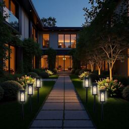 Bright Zeal 2 Pcs Solar Pathway Lights for Garden Outdoor Lighting in Black - thumbnail 6
