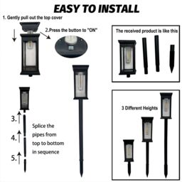 Bright Zeal 2 Pcs Solar Pathway Lights for Garden Outdoor Lighting in Black - thumbnail 5
