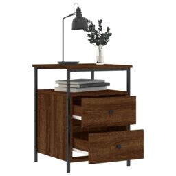 Berkfield Home Bedside Cabinet Brown Oak 44x45x60 cm Engineered Wood - Size: 44 x 45 x 60 cm - thumbnail 4
