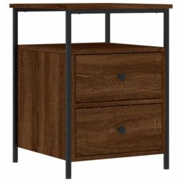 Berkfield Home Bedside Cabinet Brown Oak 44x45x60 cm Engineered Wood - Size: 44 x 45 x 60 cm - thumbnail 2