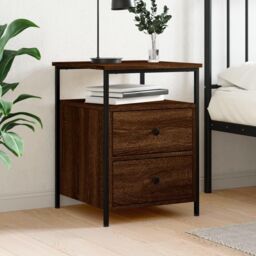 Bedside Cabinet Brown Oak 44x45x60 cm Engineered Wood - thumbnail 1