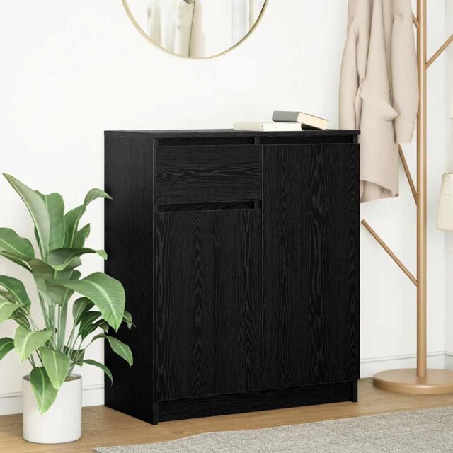 Berkfield Home Sideboard with Drawer Black Oak 71x35x84 cm Engineered Wood - Size: 71 x 35 x 84 cm - image 1
