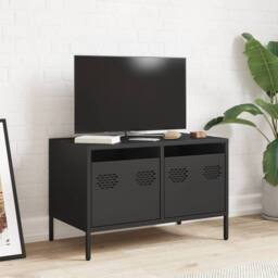 Berkfield Home TV Cabinet Black 68x39x43.5 cm Cold-rolled Steel - thumbnail 3