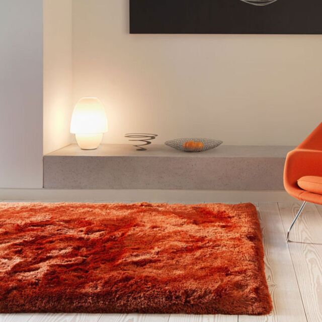 The Rug Shop UK Handmade Plain Shaggy Sparkle Luxurious Anti-Shed Area Rug in Orange - Size: 120 cm x 170 cm - image 1