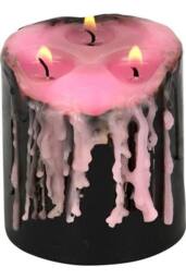 KDMD Small Pink Vampire Tears Pillar Candle in Black - thumbnail 3