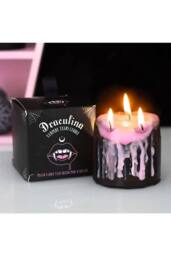 KDMD Small Pink Vampire Tears Pillar Candle in Black
