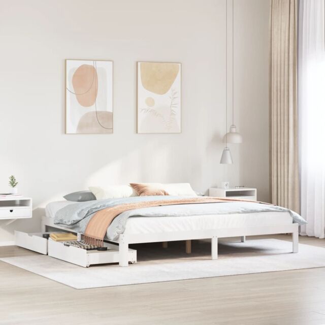 Berkfield Home Bed Frame with Drawers without Mattress White 200x200 cm - image 1