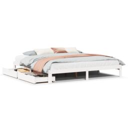 Berkfield Home Bed Frame with Drawers without Mattress White 200x200 cm - thumbnail 2