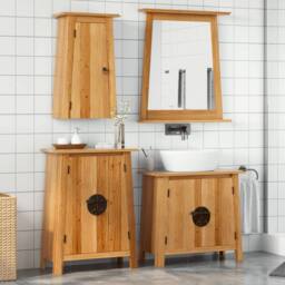 Berkfield Home 3 Piece Bathroom Furniture Set Solid Wood Pine in Brown