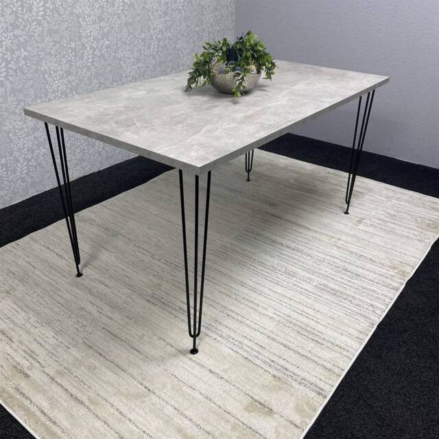 KOSY KOALA Modern Grey Rectangular Dining Table with Hairpin Legs - Compact Kitchen & Dining Room Table (L117) - image 1