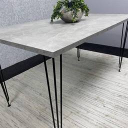 KOSY KOALA Modern Grey Rectangular Dining Table with Hairpin Legs - Compact Kitchen & Dining Room Table (L117) - thumbnail 6