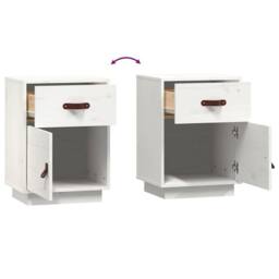 Berkfield Home Beautiful Bedside Cabinet White 40x34x55 cm Solid Wood Pine - Size: 40 x 34 x 55 cm - thumbnail 8