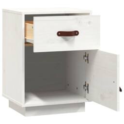 Berkfield Home Beautiful Bedside Cabinet White 40x34x55 cm Solid Wood Pine - Size: 40 x 34 x 55 cm - thumbnail 7