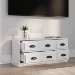 Berkfield Home TV Cabinet High Gloss White 100x35.5x45 cm Engineered Wood