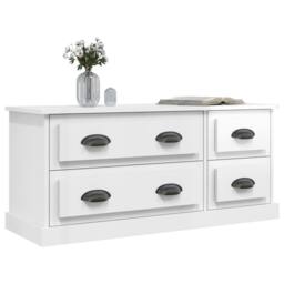 Berkfield Home TV Cabinet High Gloss White 100x35.5x45 cm Engineered Wood - thumbnail 4