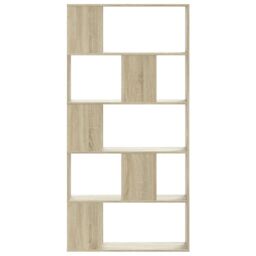 Berkfield Home Bookcase 5-Tier Sonoma Oak 80.5x23.5x162.5 cm Engineered Wood in Brown - thumbnail 3