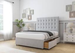 "Comfort Beds Savannah Plush Divan Base 2 Drawers - 26"" Headboard in Silver - Size: Double" - thumbnail 5