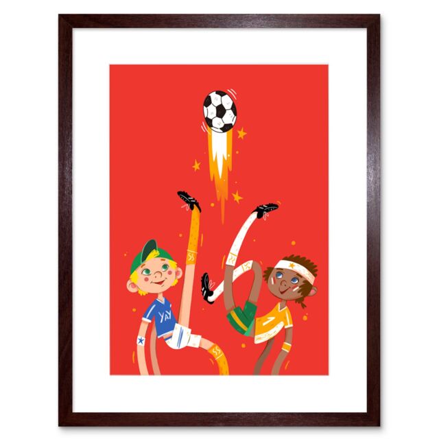"Artery8 Wall Art Print Football Soccer Friends Art Framed 9x7 inch in Brown - Size: W7"" x H9""" - image 1