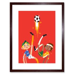 "Artery8 Wall Art Print Football Soccer Friends Art Framed 9x7 inch in Brown - Size: W7"" x H9""" - thumbnail 1