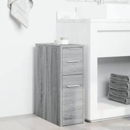 Berkfield Home Narrow Bathroom Cupboard with Wheels Grey Sonoma Engineered Wood - thumbnail 3