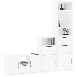 Berkfield Home Decorative 4 Piece TV Units with Storage ODDA White Solid Wood Pine - thumbnail 4