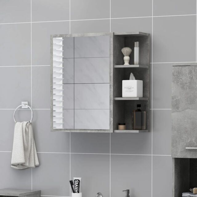 Berkfield Home Bathroom Mirror Cabinet Concrete Grey 62.5x20.5x64 cm Engineered Wood - image 1