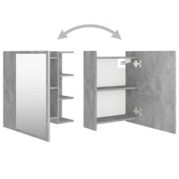 Berkfield Home Bathroom Mirror Cabinet Concrete Grey 62.5x20.5x64 cm Engineered Wood - thumbnail 6