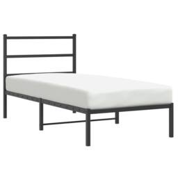 Berkfield Home Metal Bed Frame without Mattress with Headboard Black 90x190cm - Size: 90x190 cm - thumbnail 1
