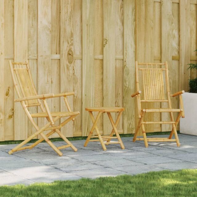 Berkfield Home 3 Piece Bistro Set Bamboo in Brown - image 1