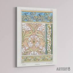 "Artery8 Daffodil Nouveau Canvas Wall Art Print Vintage Floral Verneuil in Green - Size: W24"" x H32""" - thumbnail 2
