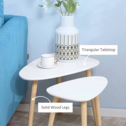 EONLION Set of 2 Pebble Nested Side Tables in White - Size: 100 cm - thumbnail 5