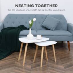 EONLION Set of 2 Pebble Nested Side Tables in White - Size: 100 cm - thumbnail 3