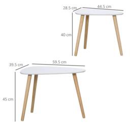 EONLION Set of 2 Pebble Nested Side Tables in White - Size: 100 cm - thumbnail 2