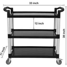 Kelvenix 3-Tier Plastic Utility Garage Cart in Black - Size: 10000mm x 520mm - thumbnail 2