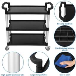 Kelvenix 3-Tier Plastic Utility Garage Cart in Black - Size: 10000mm x 520mm - thumbnail 5