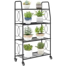 Nordara 4-Tier Metal Plant Stand Heavy Duty Ladder Shelf Indoor Outdoor in Black - Size: 100 cm x 100 cm
