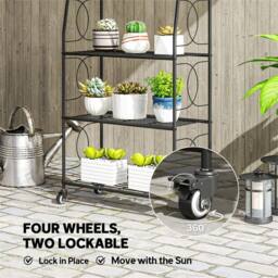Nordara 4-Tier Metal Plant Stand Heavy Duty Ladder Shelf Indoor Outdoor in Black - Size: 100 cm x 100 cm - thumbnail 5